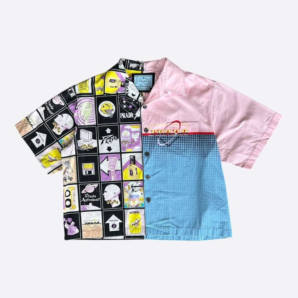 Prada Multicolor Double Match Split Bowling Shirt - image 1